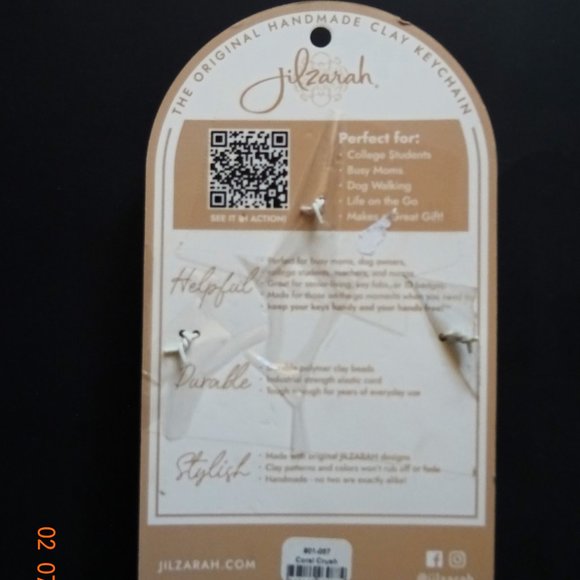 JILZARAH Handmade Clay Beads Coral Crush Keychain One Size fits Most NEW - Picture 2 of 4